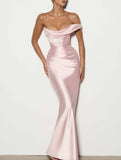 Satin One Shoulder Tie Maxi Dress