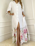 Lace Tie Sleeve Shirt Dress