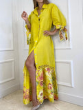 Lace Tie Sleeve Shirt Dress