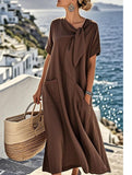 Bow Pocket Loose Maxi Dress