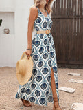 Floral Print Slit Sleeveless Dress