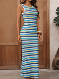 Stripe Sleeveless Knit Maxi Dress