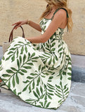 Leaf Print Cami Waist Maxi Dress_CWDMD02698