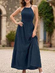 Halter Backless Waist Maxi Dress_CWDMD02699