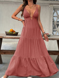 Deep V Neck Flowy Vacation Maxi Dress_CWDMD02740