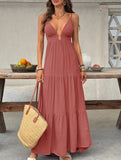 Deep V Neck Flowy Vacation Maxi Dress_CWDMD02740