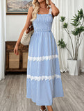 Lace Stripe Cami Maxi Dress_CWDMD02744