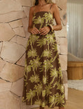 Palm Print High Waist Maxi Dress_CWDMD02796