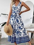 V Neck Print Sleeveless Maxi Dress_CWDMD02827