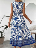 V Neck Print Sleeveless Maxi Dress_CWDMD02827