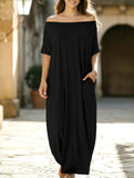 Solid Short Sleeve Maxi Dress