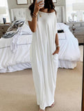 Solid Short Sleeve Maxi Dress