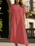Linen Loose Short Sleeve Dress