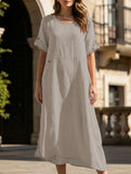 Linen Loose Short Sleeve Dress