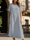 Linen Loose Short Sleeve Dress