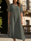 Linen Loose Short Sleeve Dress