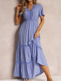 V Neck Ruffle Sleeve Flowy Maxi Dress_CWDMD02885