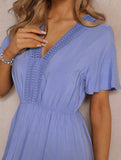 V Neck Ruffle Sleeve Flowy Maxi Dress_CWDMD02885