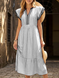 Colorblock Stripe Flutter Sleeve Dress_CWDMD02891
