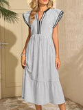 Colorblock Stripe Flutter Sleeve Dress_CWDMD02891