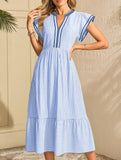 Colorblock Stripe Flutter Sleeve Dress_CWDMD02891