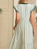 Colorblock Stripe Flutter Sleeve Dress_CWDMD02891