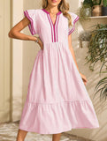 Colorblock Stripe Flutter Sleeve Dress_CWDMD02891
