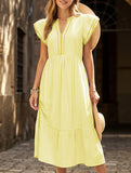 Colorblock Stripe Flutter Sleeve Dress_CWDMD02891
