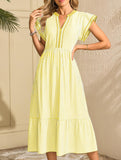 Colorblock Stripe Flutter Sleeve Dress_CWDMD02891