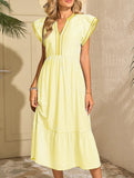Colorblock Stripe Flutter Sleeve Dress_CWDMD02891