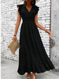 Waist Fit Casual Maxi Vacation Dress_CWDMD02893