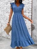 Waist Fit Casual Maxi Vacation Dress_CWDMD02893
