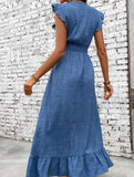 Waist Fit Casual Maxi Vacation Dress_CWDMD02893