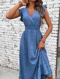 Waist Fit Casual Maxi Vacation Dress_CWDMD02893