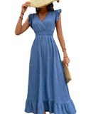 Waist Fit Casual Maxi Vacation Dress_CWDMD02893