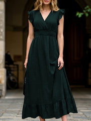 Waist Fit Casual Maxi Vacation Dress_CWDMD02893