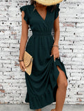 Waist Fit Casual Maxi Vacation Dress_CWDMD02893