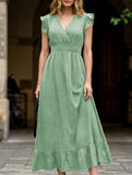 Waist Fit Casual Maxi Vacation Dress_CWDMD02893