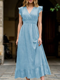 Waist Fit Casual Maxi Vacation Dress_CWDMD02893