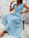 Waist Fit Casual Maxi Vacation Dress_CWDMD02893