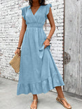 Waist Fit Casual Maxi Vacation Dress_CWDMD02893