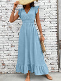 Waist Fit Casual Maxi Vacation Dress_CWDMD02893