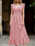 Waist Fit Casual Maxi Vacation Dress_CWDMD02893