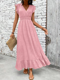 Waist Fit Casual Maxi Vacation Dress_CWDMD02893