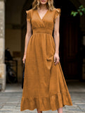 Waist Fit Casual Maxi Vacation Dress_CWDMD02893