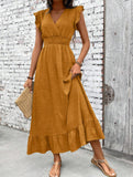 Waist Fit Casual Maxi Vacation Dress_CWDMD02893