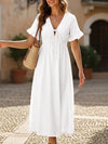 V Neck Loose Solid Maxi Dress_CWDMD02894