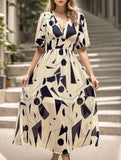 V Neck Cinched Waist Maxi Dress_CWDMD02904