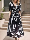 V Neck Cinched Waist Maxi Dress_CWDMD02904