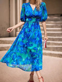 V Neck Cinched Waist Maxi Dress_CWDMD02904